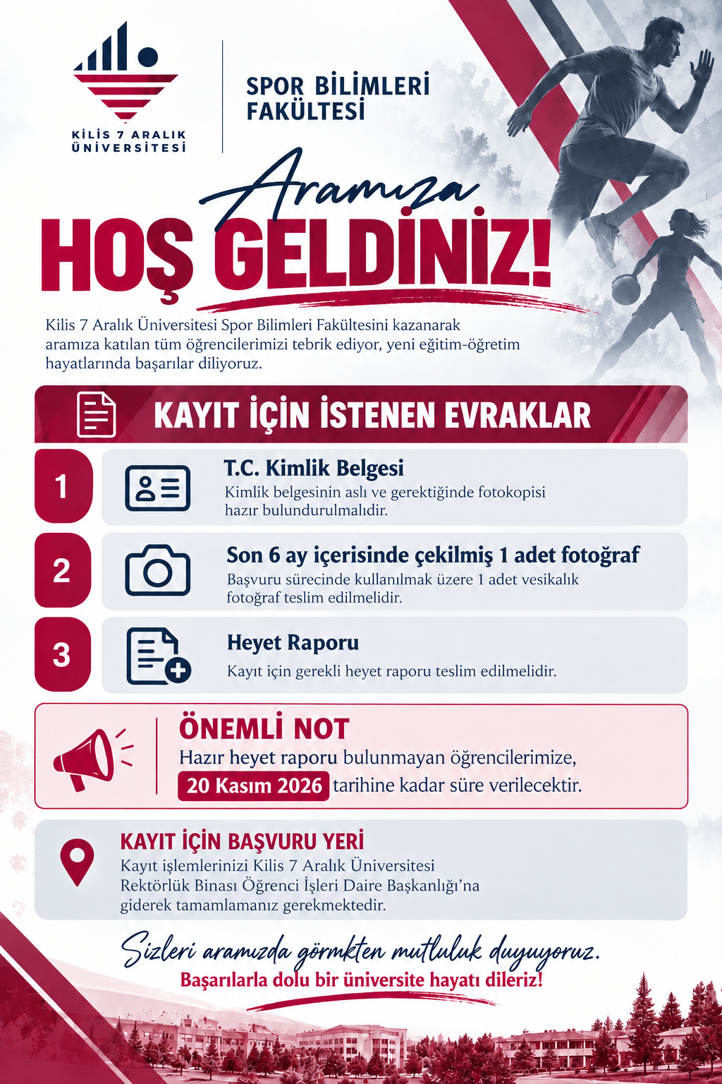 Fakültemizi Kazanan Öğrencilerimiz İçin Kayıt Duyurusu !!